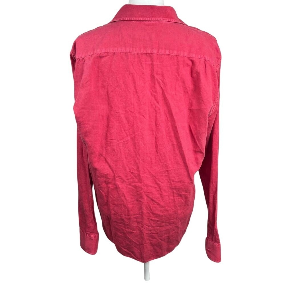 North Country Linen Shirt Womens Large Red Organic Cotton Blend Casual - Picture 2 of 11